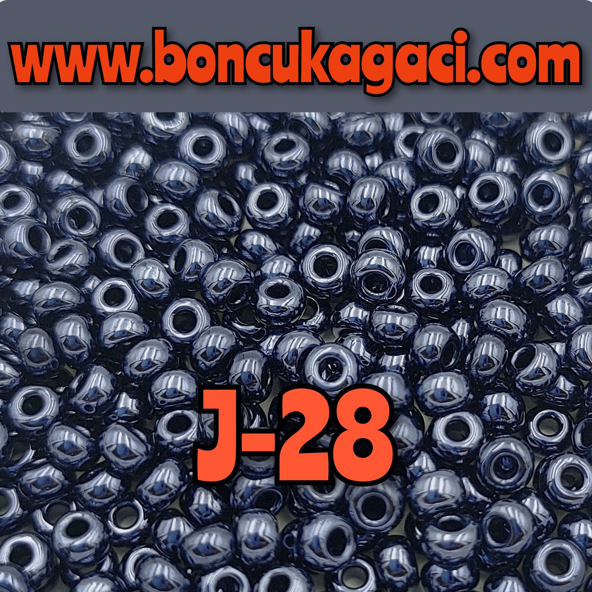 J-28 Parlak Antrasit Preciosa Jabloneks Kum Boncuk 8/0 (3mm)