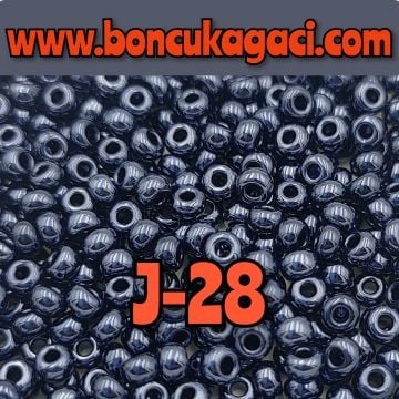 J-28 Parlak Antrasit Preciosa Jabloneks Kum Boncuk 8/0 (3mm)