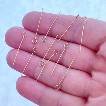 ÇLA-66 A Kalite Kaplama Altın Renk 316L Cerrahi Çelik Halkalı Takı Çivisi 25 mm