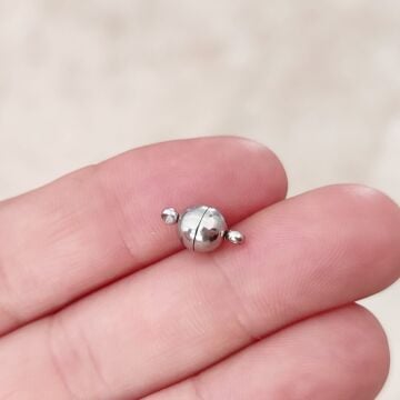 ÇLA-72 A Kalite Gümüş Renk 316L Cerrahi Çelik Top Mıknatıs Kapama 6 mm