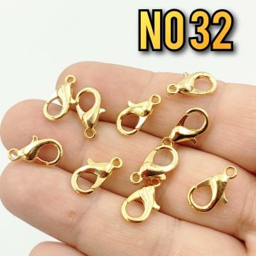 No : 32 24 Ayar Parlak Altın Kaplama Papağan - 14 mm (503) - 10 adet