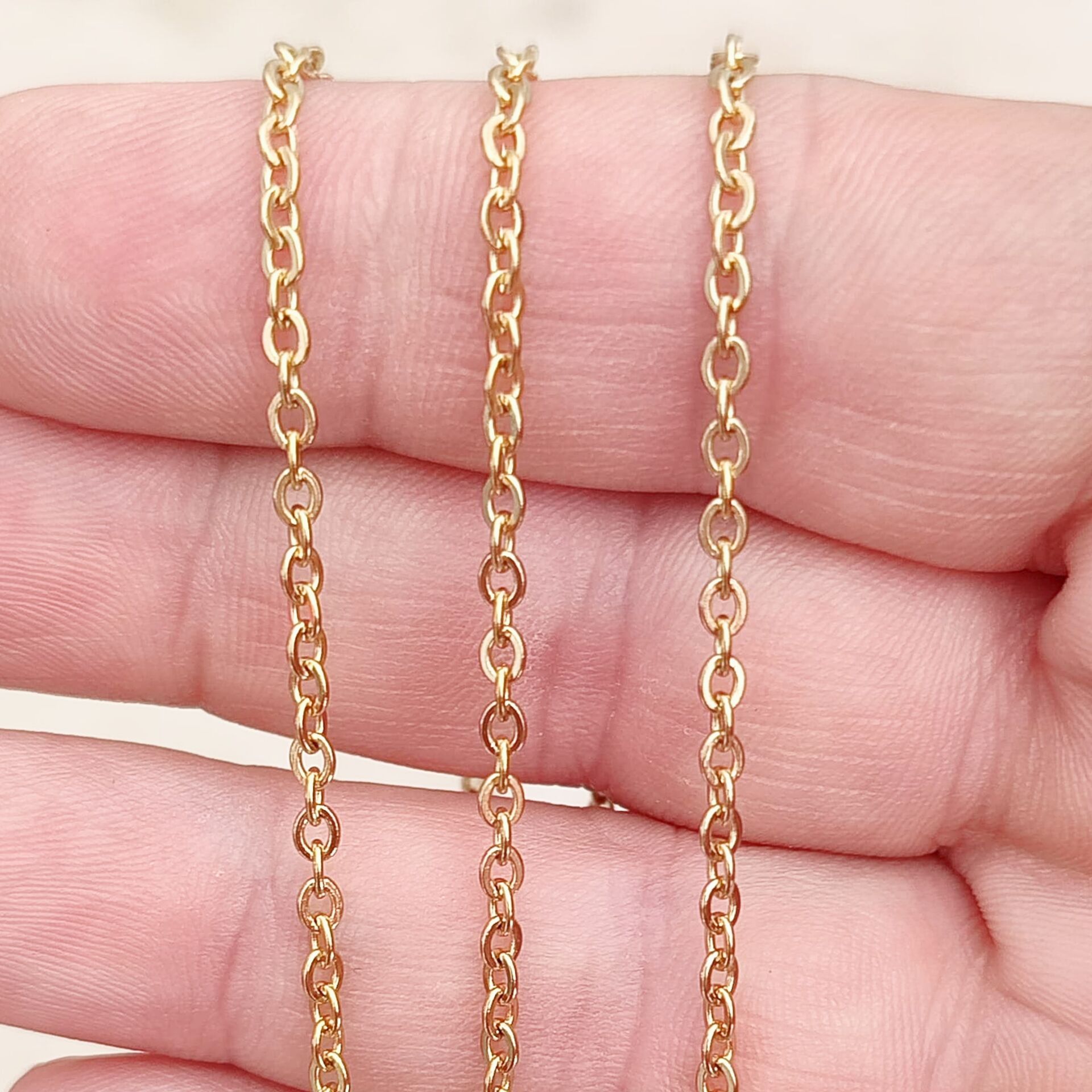 ÇLZ-47 A Kalite Kaplama Altın Renk 316L Cerrahi Çelik Forse Zincir 2*3 mm