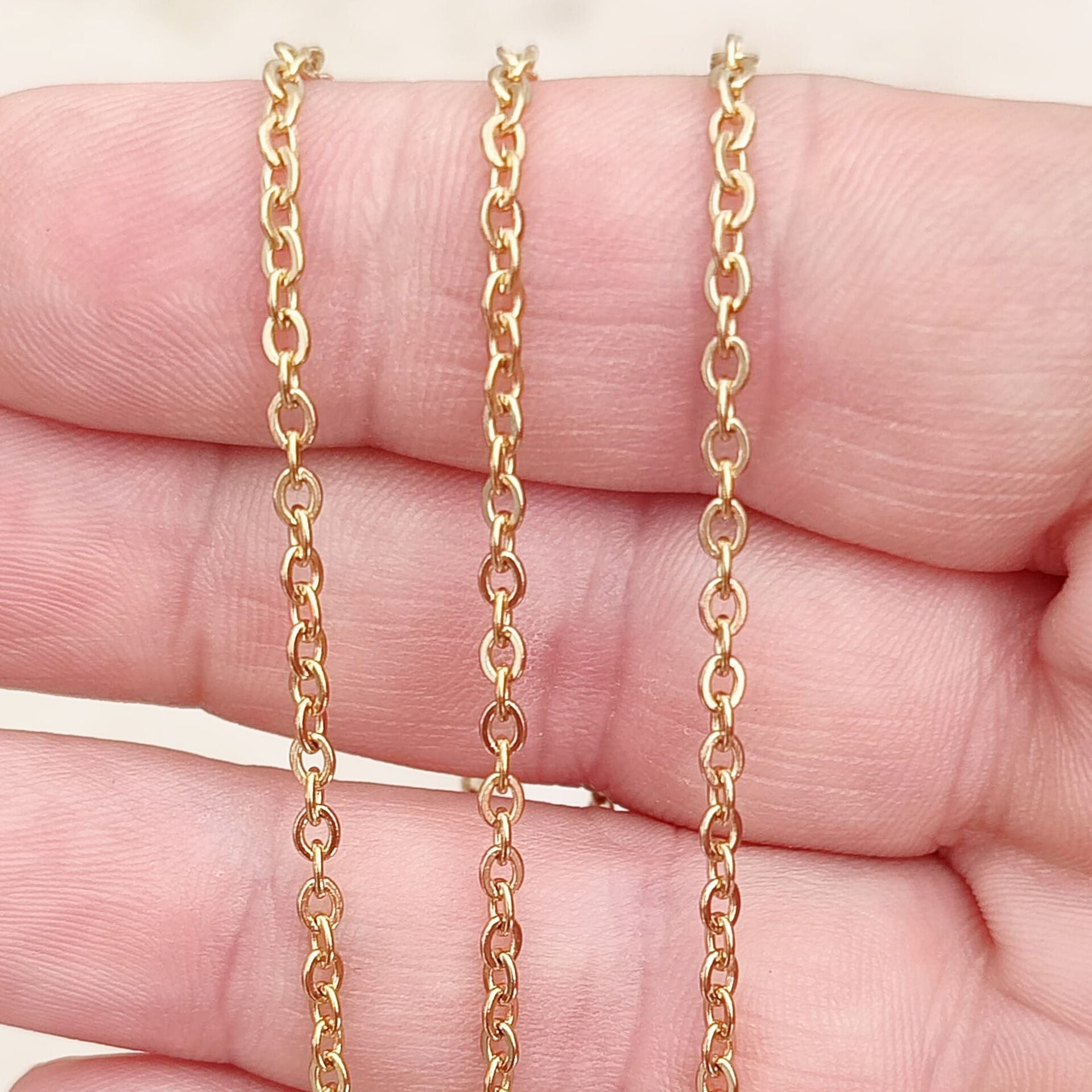 ÇLZ-47 A Kalite Kaplama Altın Renk 316L Cerrahi Çelik Forse Zincir 2*3 mm