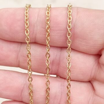 ÇLZ-47 A Kalite Kaplama Altın Renk 316L Cerrahi Çelik Forse Zincir 2*3 mm