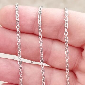 ÇLZ-48 A Kalite Gümüş Renk Renk 316L Cerrahi Çelik Forse Zincir 2*3 mm