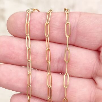 ÇLZ-50 A Kalite Kaplama Altın Renk 316L Cerrahi Çelik Ataç Zincir 9*3.2 mm