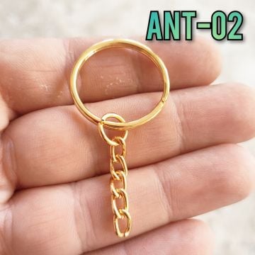 Ant-02 24 Ayar Altın Kaplama Anahtarlık Halkası 25 mm