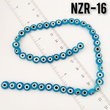 NZR-75 Beyaz Renk Yassı Dizi Nazar Boncuğu 8*3 mm