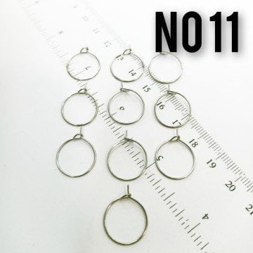 No : 11 Rodyum Kaplama Küpe Halkası 15 mm