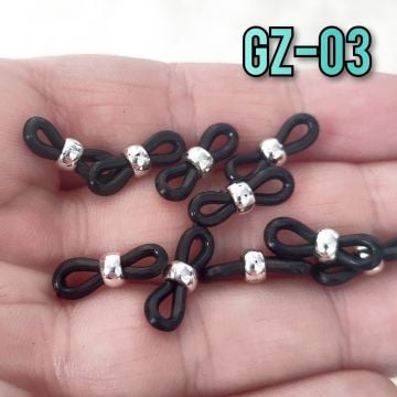 Gz-03 Gümüş Renk Aparatlı Siyah Gözlük Lastiği Küçük Boy