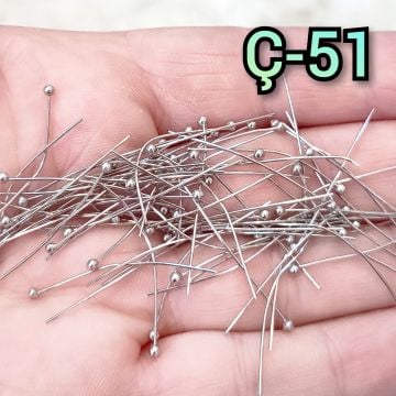 Ç-51 Gümüş Renk Top Başlı İnce Pirinç Takı Çivisi 3 cm