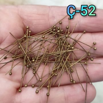 Ç-52 Antik Renk Top Başlı İnce Pirinç Takı Çivisi 3 cm
