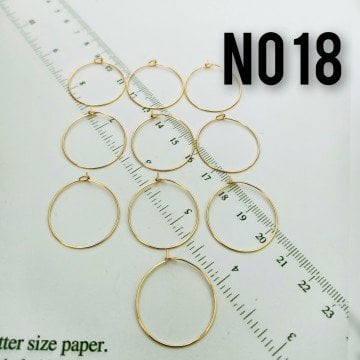 No : 18 24 Ayar Altın Kaplama Küpe Halkası 25 mm