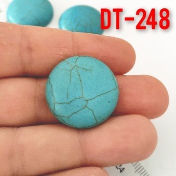 Dt-248 İmitasyon Turkuaz Yuvarlak Kabaşon 25 mm