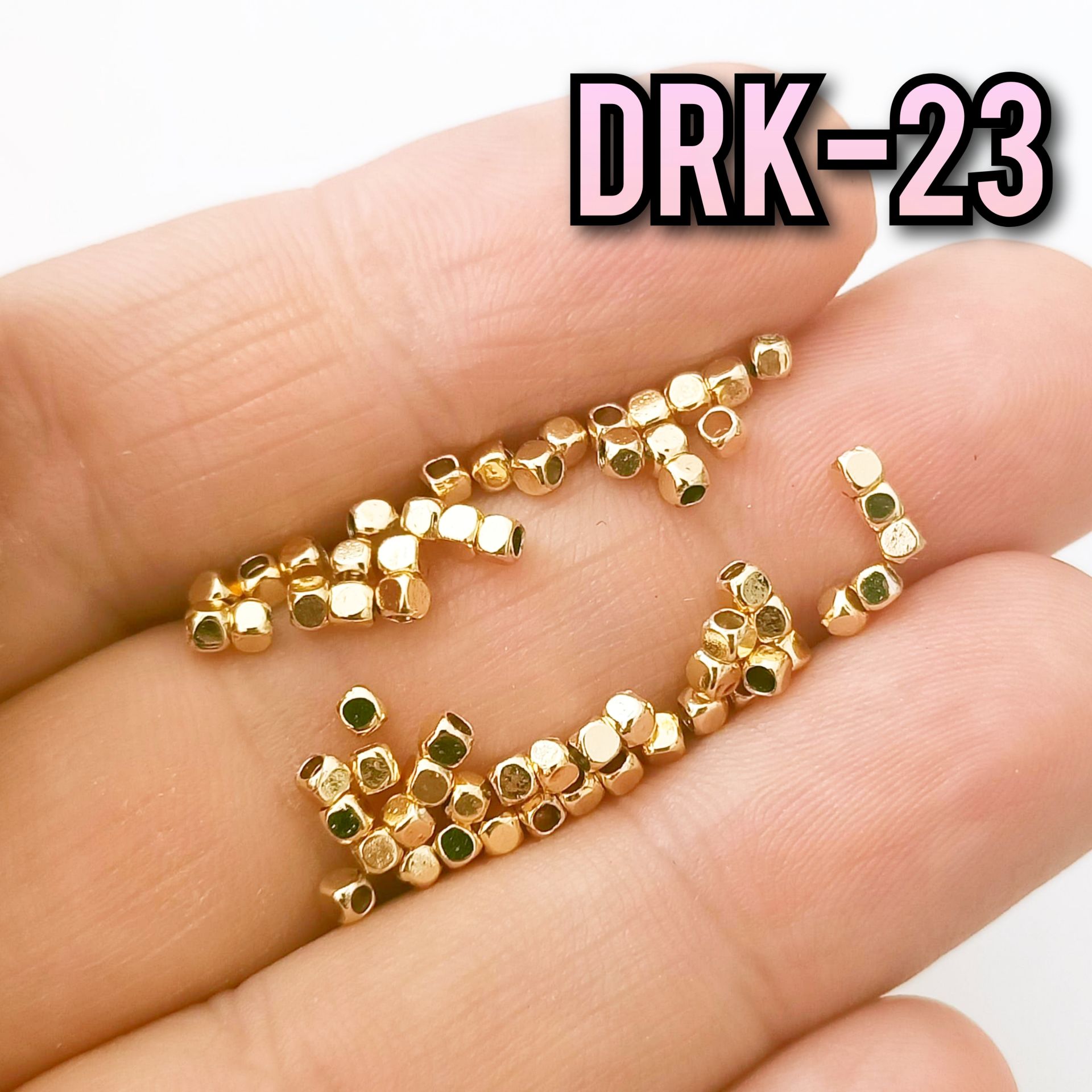 DRK-23 Altın Kaplama Küp Dorika Boncuk 2 mm