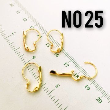No : 25 Altın Kaplama Pirinç Küpe Klipsi 20*12 mm