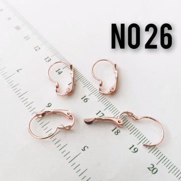 No : 26 Rose Pirinç Kaplama Küpe Klipsi 20*12 mm