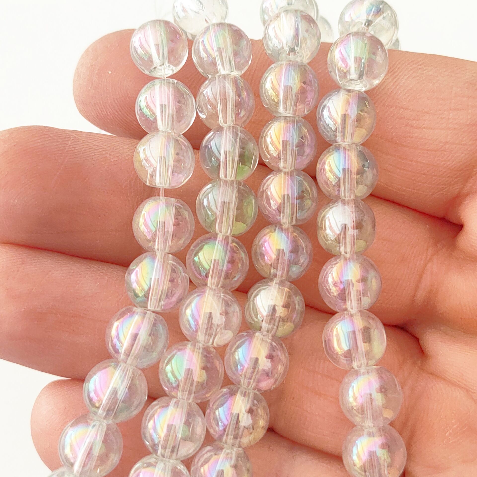 CB-07 Yanar Döner Şeffaf Dizi Cam Boncuk 8 mm