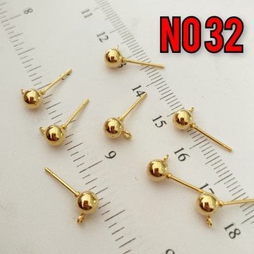 No : 32 24 Ayar Altın Kaplama Top Çivi Küpe