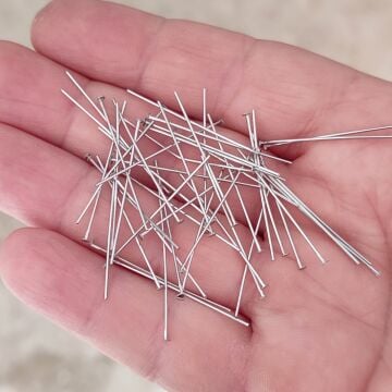 ÇLA-83 A Kalite Gümüş Renk 316L Cerrahi Çelik Düz Başlı Takı Çivisi 30 mm