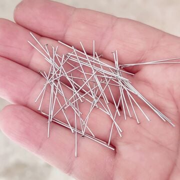 ÇLA-83 A Kalite Gümüş Renk 316L Cerrahi Çelik Düz Başlı Takı Çivisi 30 mm