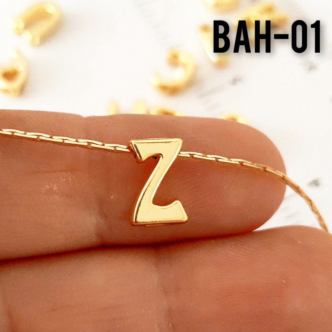 BAH-01 LAK Altın Kaplama Z Harfi Boncuk