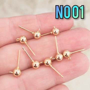 No : 01 Altın Kaplama Top Çivi Küpe 5 mm
