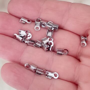 ÇLA-086 A Kalite Gümüş Renk 316L Çelik Deri Kapama 2.5 mm