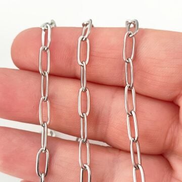 ÇLZ-57 A Kalite Gümüş Renk 316L Cerrahi Çelik Ataç Zincir