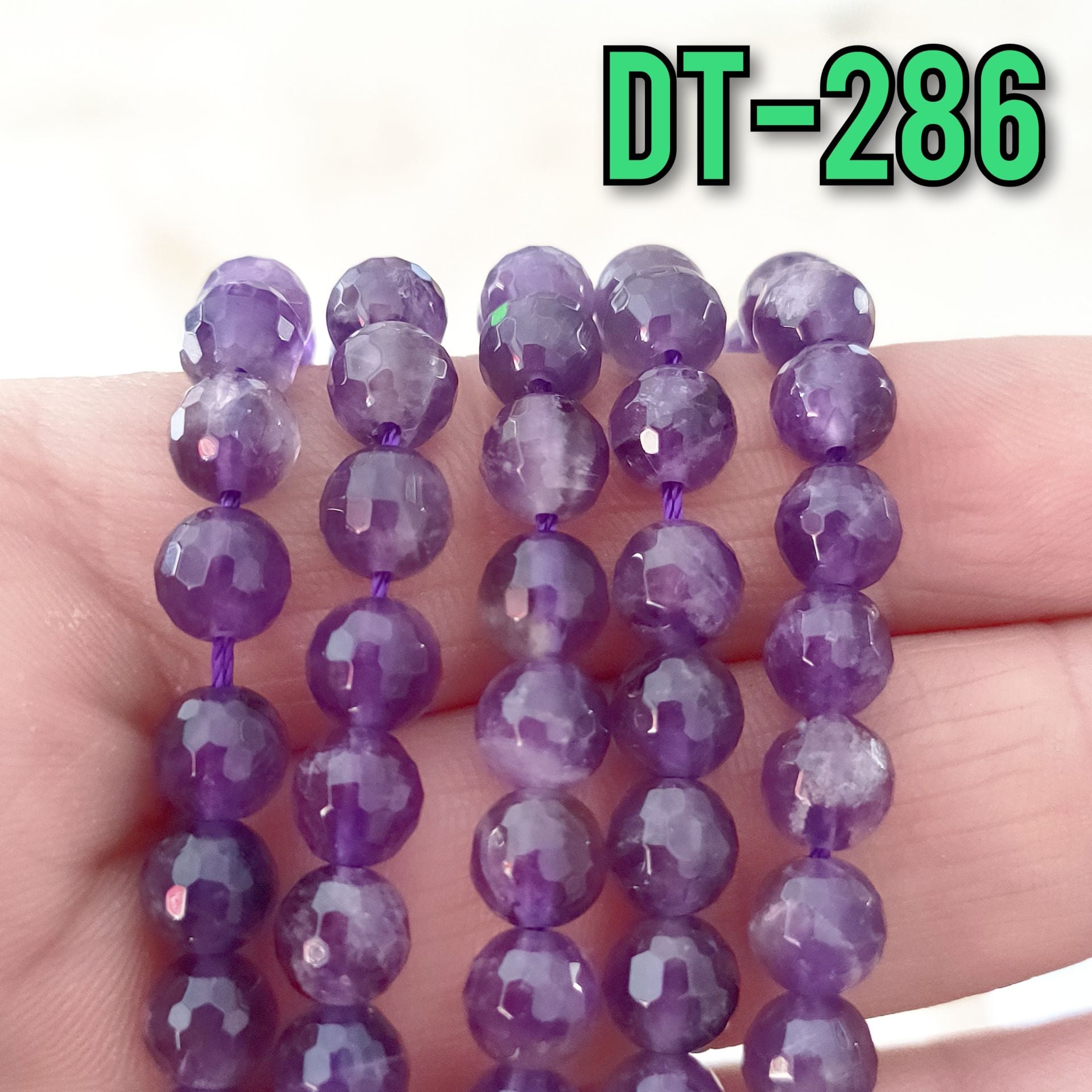 DT-286 A Kalite Orjinal Faset Kesim Ametist Dizi 6 mm