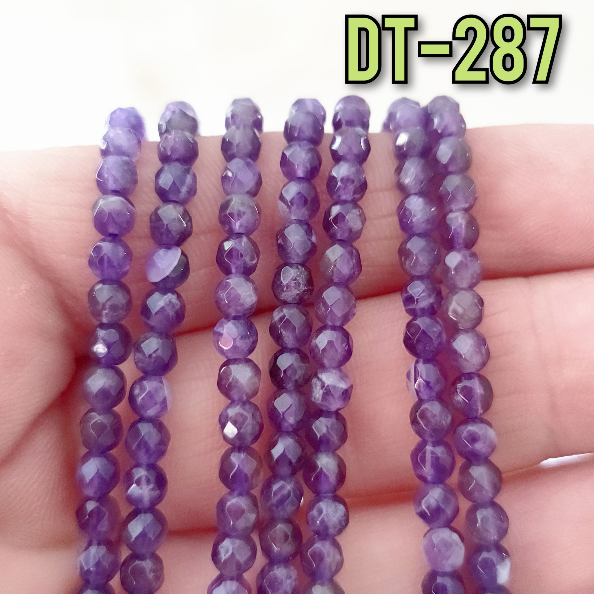 DT-287 A Kalite Orjinal Faset Kesim Ametist Dizi 4 mm