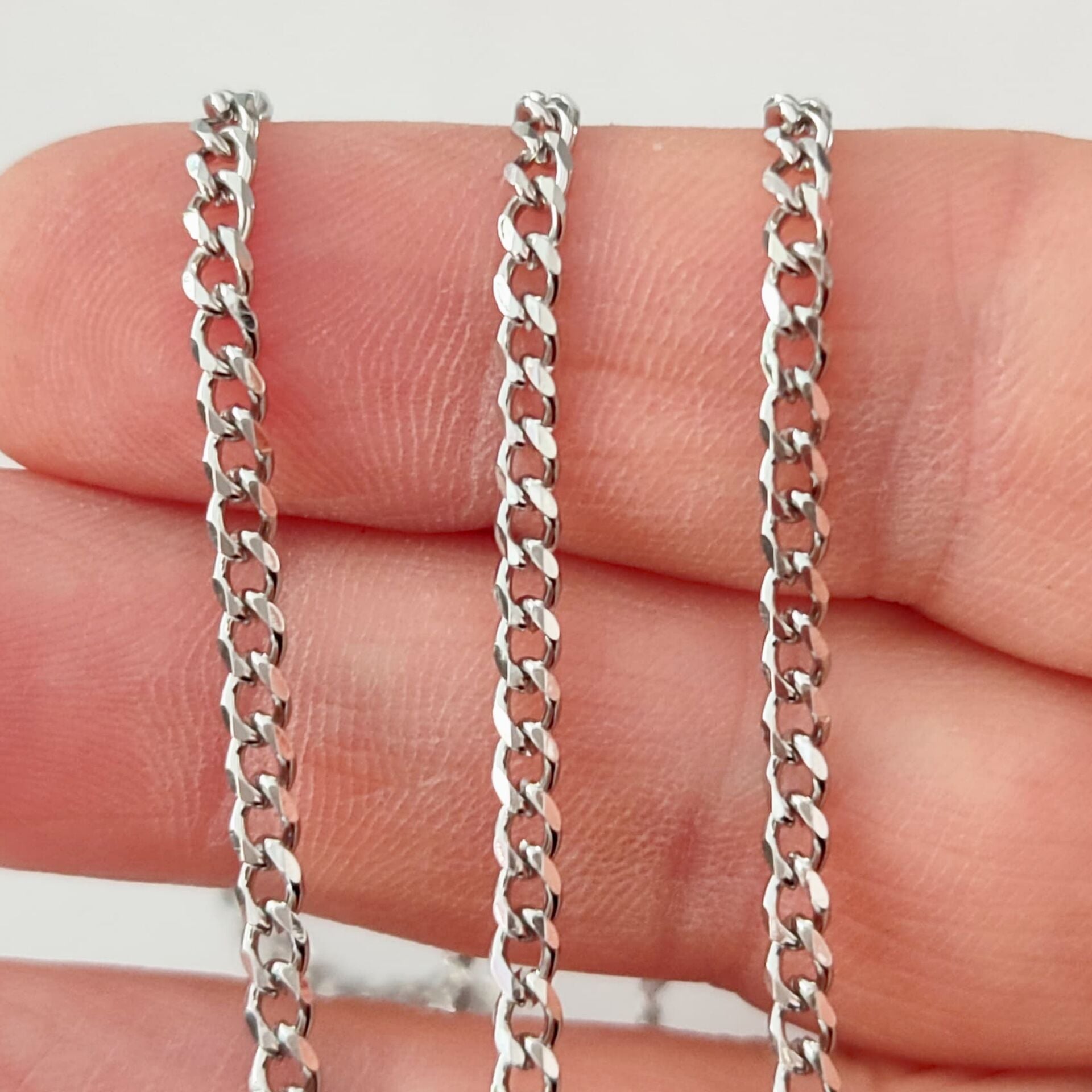 ÇLZ-60 A Kalite Gümüş Renk 316L Cerrahi Çelik Gurmet Zincir