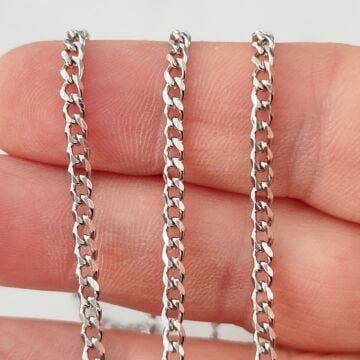 ÇLZ-60 A Kalite Gümüş Renk 316L Cerrahi Çelik Gurmet Zincir