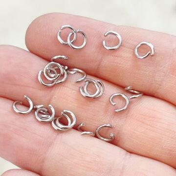 ÇLH-19 A Kalite Gümüş Renk 316L Çelik Kalın Halka 6*1 mm