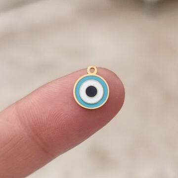 ÇLS-20 A Kalite Kaplama Altın Renk 316L Cerrahi Çelik Mini Mineli Nazar Sallantı