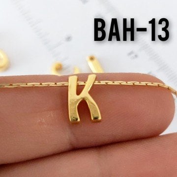 BAH-13 LAK Altın Kaplama K Harfi Boncuk
