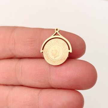 ÇLS-44 A Kalite Kaplama Altın Renk 316L Cerrahi Çelik Atatürk Kolye Ucu