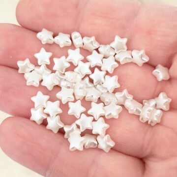 İNC-28 Krem Renk Yıldız İnci  6 mm