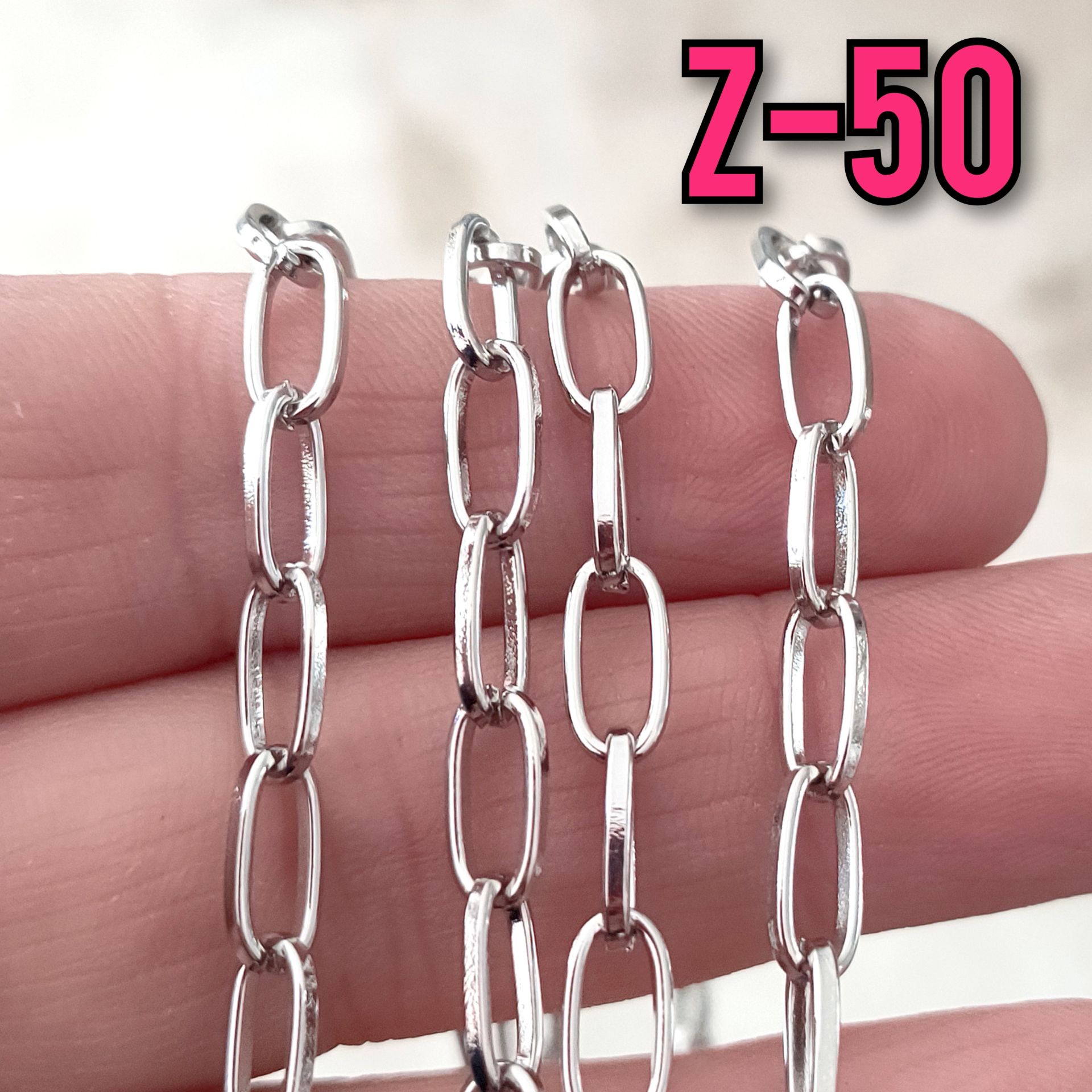 No : 050 Rodyum Kaplama Oval Zincir