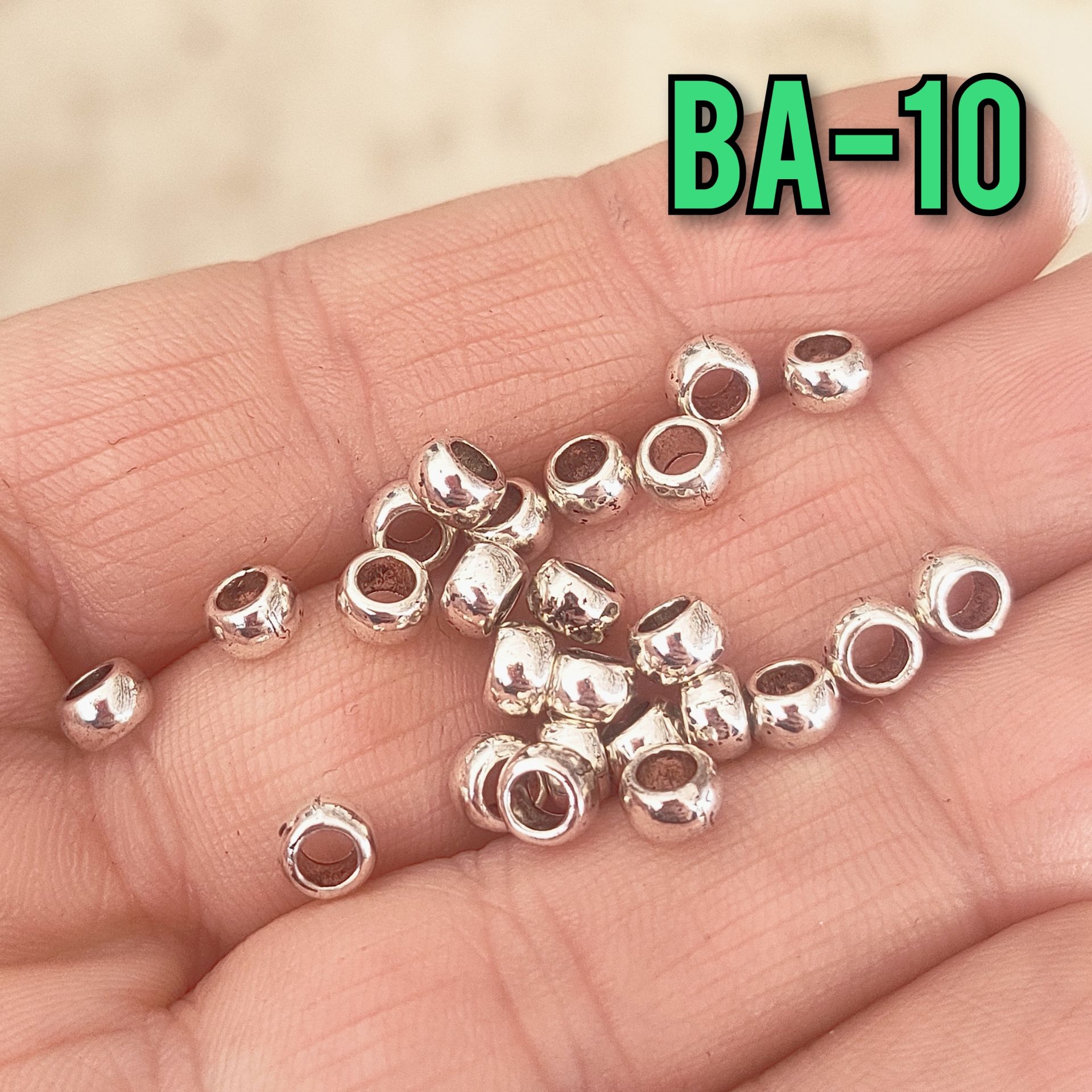 BA 10 Gümüş Renk Basık Yuvarlak Boncuk Arası 5*3 mm