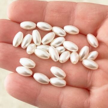 İNC-34 Krem Renk Arpa Plastik İnci 10*5 mm
