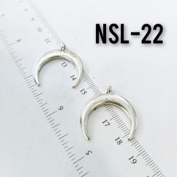 Nsl-22 Boyalı Gümüş Renk Ay Kolye Ucu