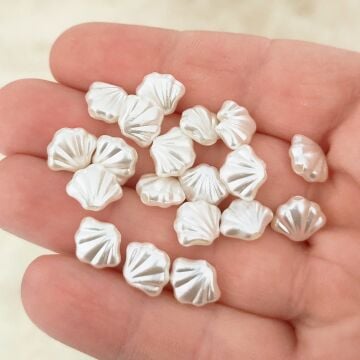 İNC-35 Krem Renk İstiridye Plastik İnci 10.5*9 mm