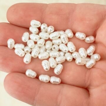 İNC-36 Krem Renk Barok İnci 6.5*4.5 mm