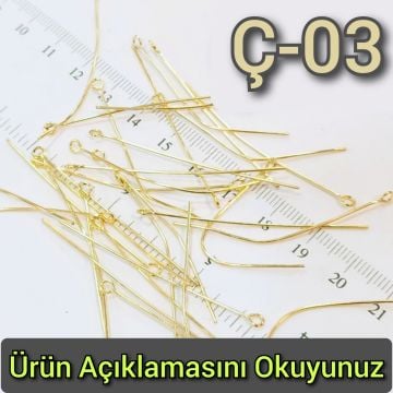 Ç-03 24 Ayar Altın Kaplama Halkalı Takı Çivisi 50 mm