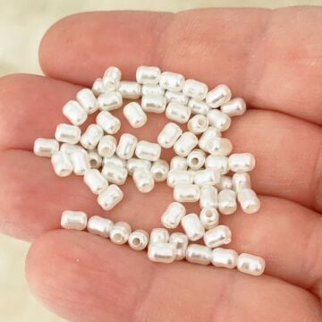 İNC-39 Krem Renk Mini Baget Barok Plastik İnci 4.5*3 mm