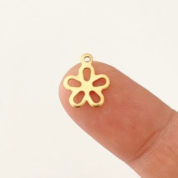 ÇLS-67 A Kalite Kaplama Altın Renk 316L Cerrahi Çelik Çiçek Pul Sallantı