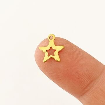 ÇLS-69 A Kalite Kaplama Altın Renk 316L Cerrahi Çelik Yıldız Pul Sallantı