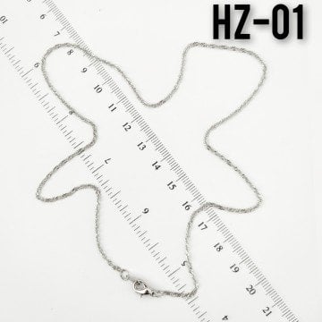 HZ-01 İnce Burgulu Kolye Zinciri Gerçek Rodyum Kaplama