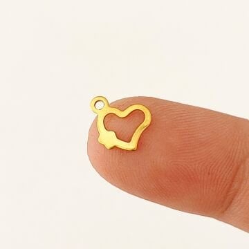 ÇLS-70 A Kalite Kaplama Altın Renk 316L Cerrahi Çelik Kalp Pul Sallantı